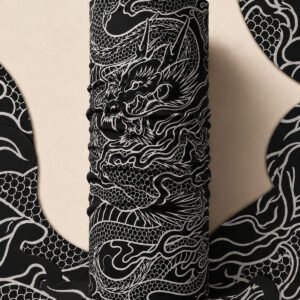 BLACK MARBLE PIRATE AND PARROT BANDANA