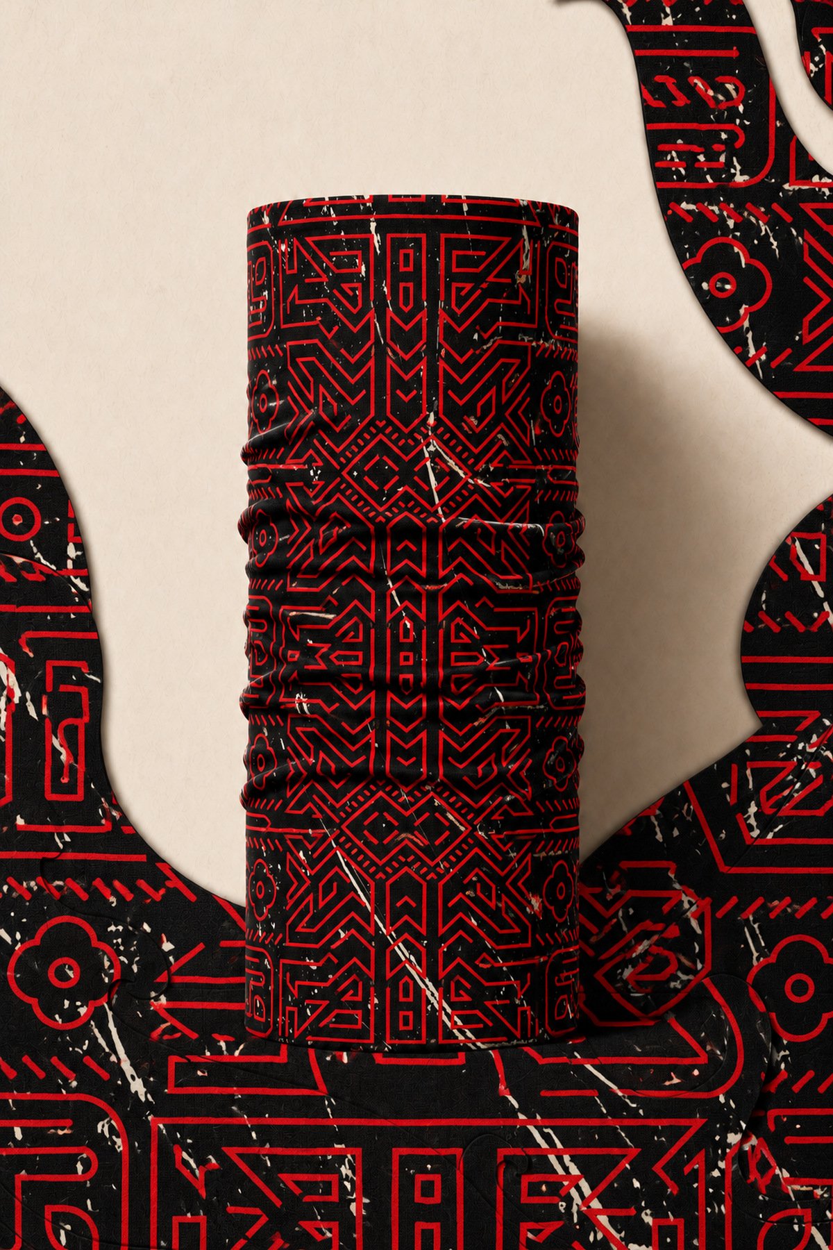RED CAMO PIRATE AND PARROT BANDANA