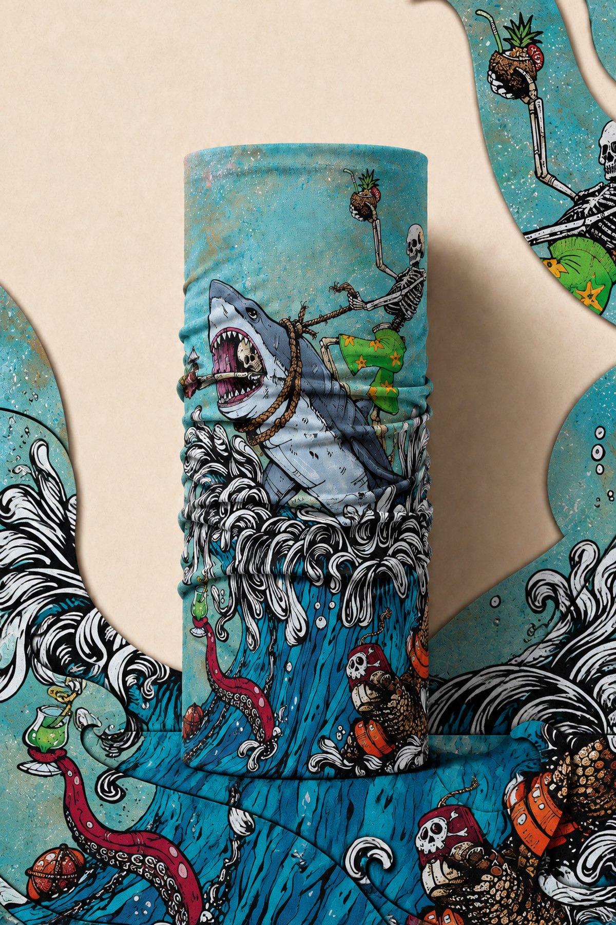 AQUA JUNGLE PIRATE AND PARROT BANDANA