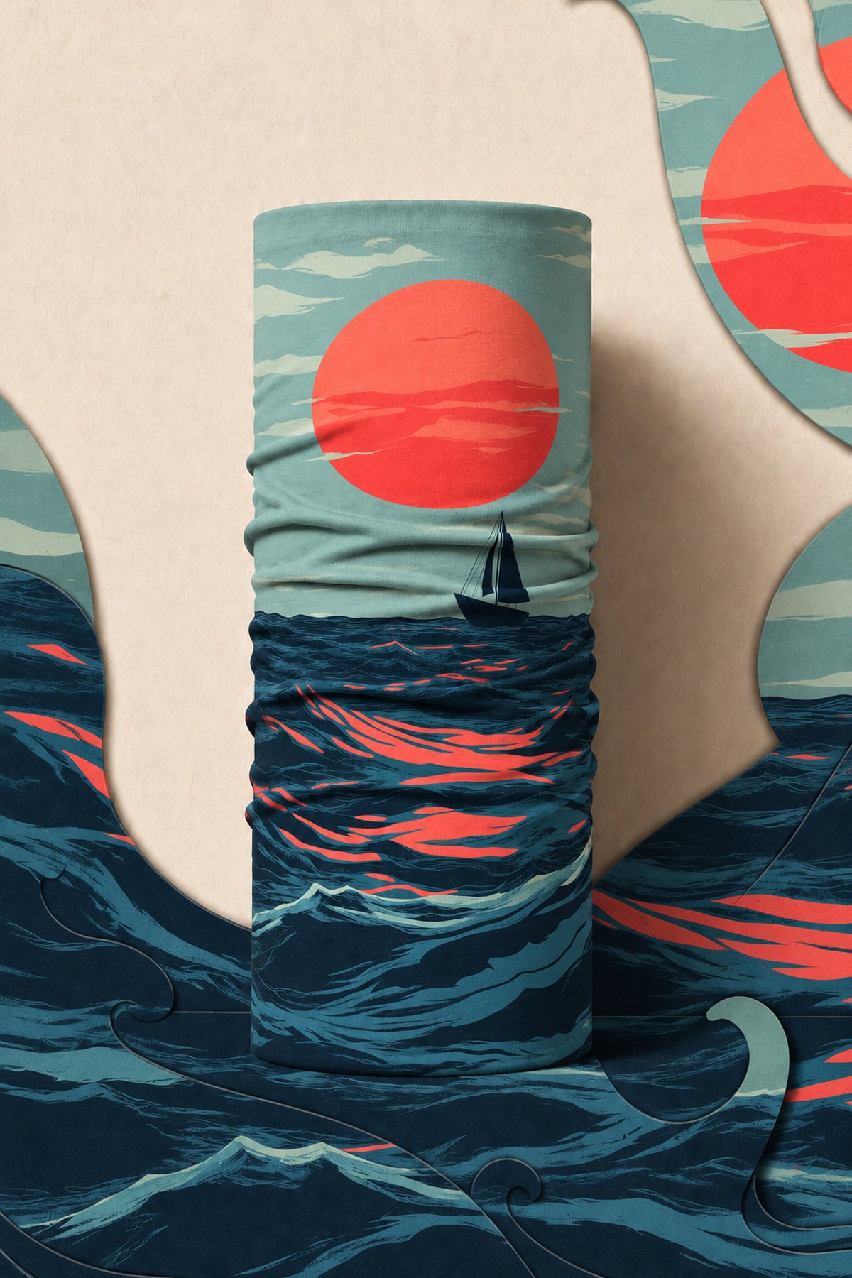 SUNSET OCEAN PIRATE AND PARROT BANDANA