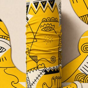 YELLOW MODERN PIRATE AND PARROT BANDANA