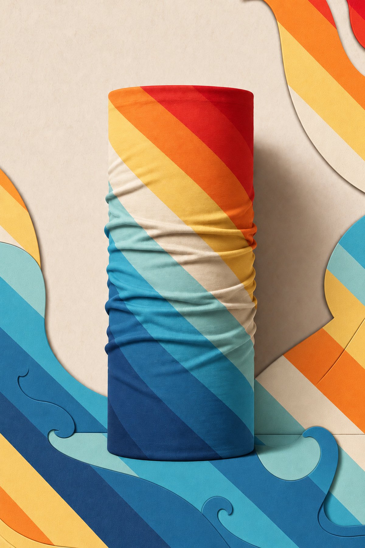 RETRO SUNSET PIRATE AND PARROT BANDANA