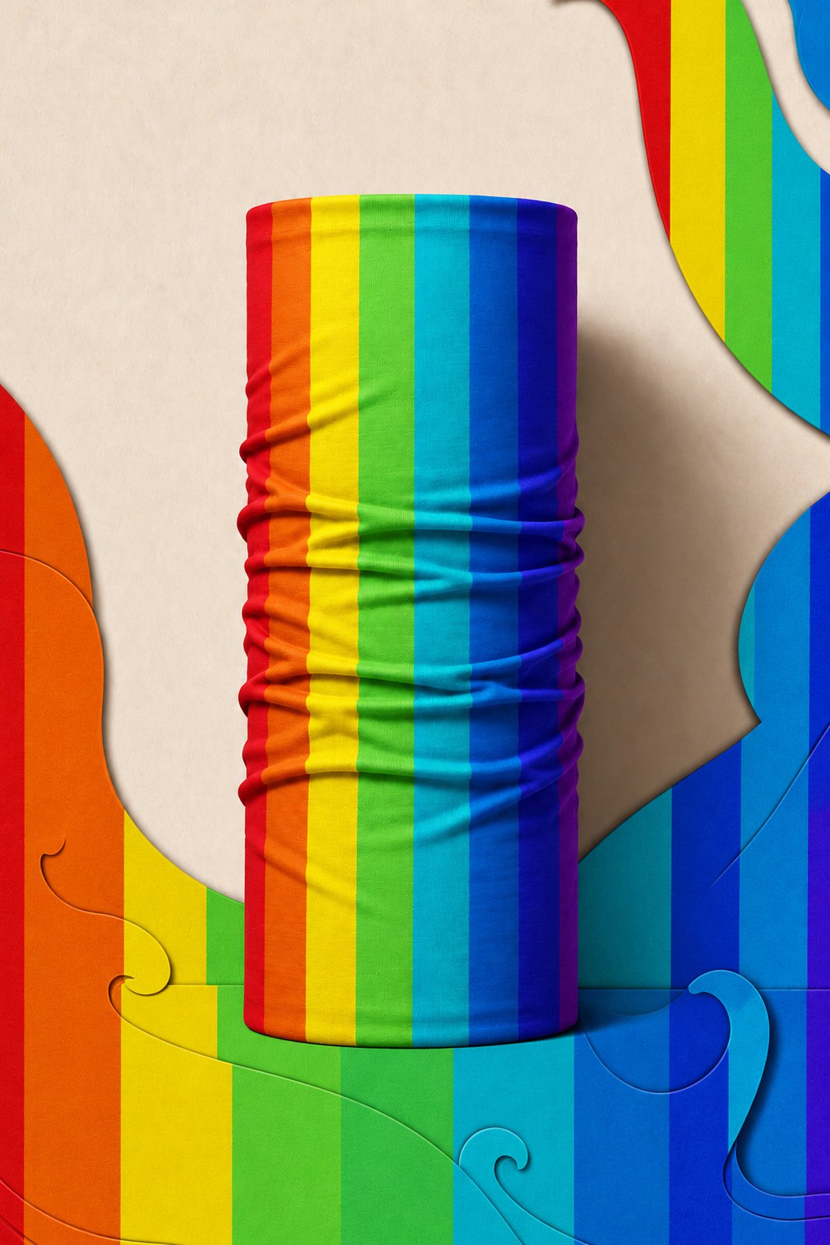RAINBOW STRIPE PIRATE AND PARROT BANDANA