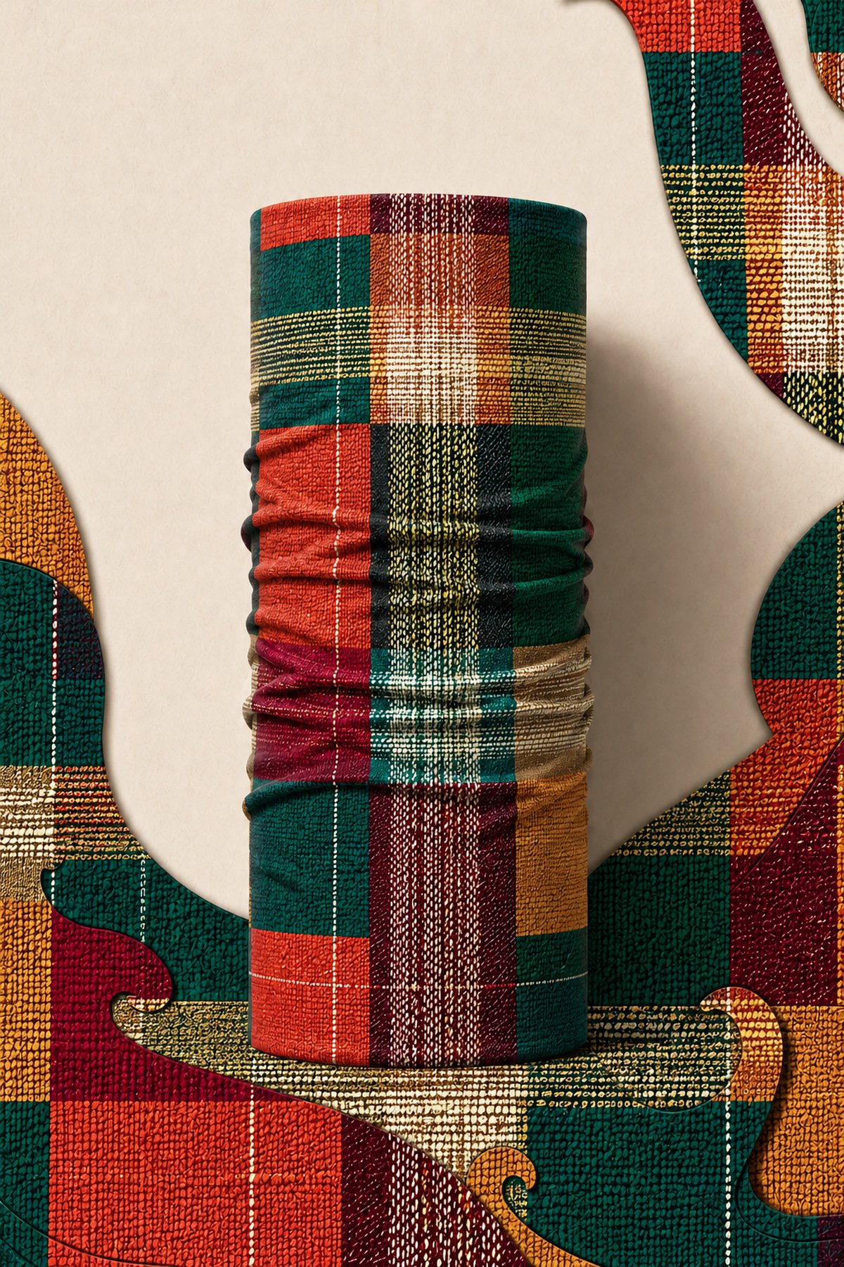 VINTAGE PLAID PIRATE AND PARROT BANDANA