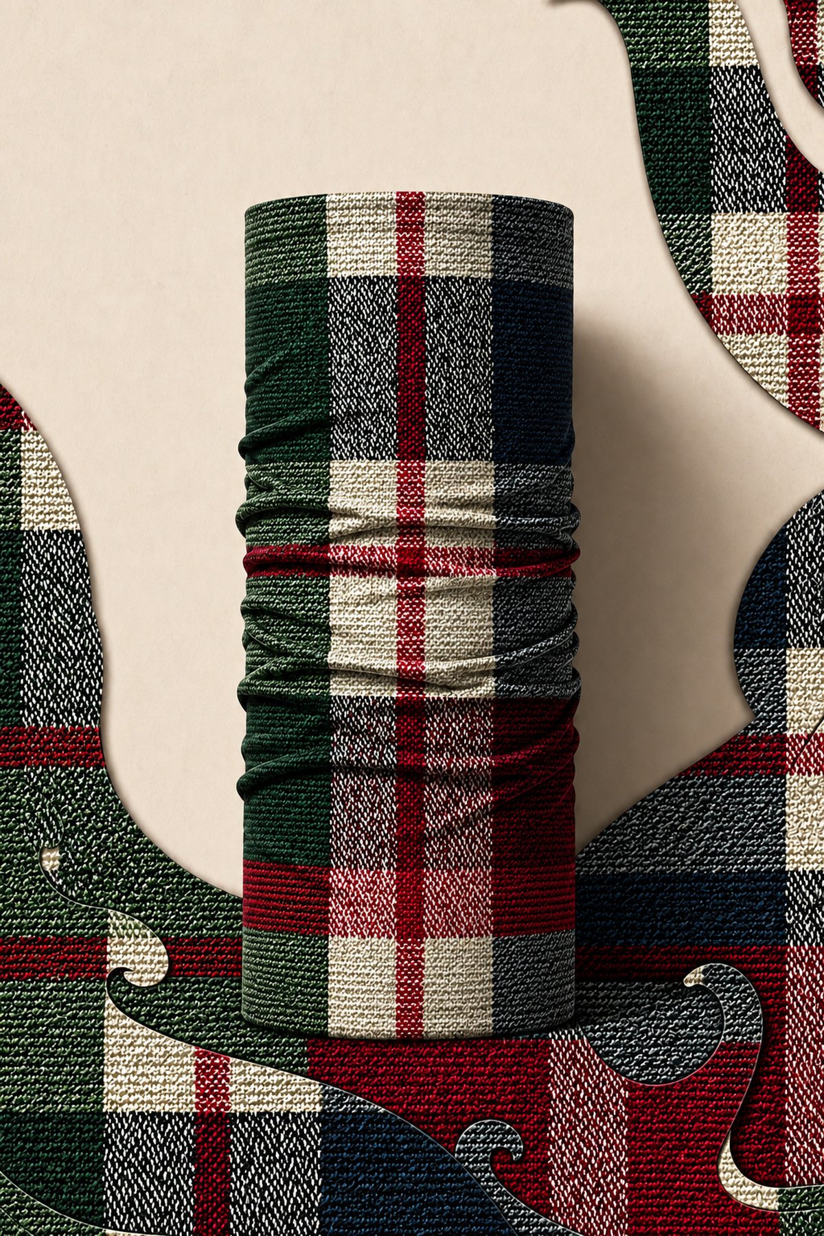 RED PLAID PIRATE AND PARROT BANDANA