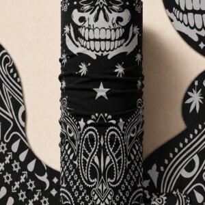WHITE SKULL PIRATE AND PARROT BANDANA