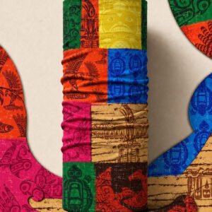 COLOR BLOCK PIRATE AND PARROT BANDANA