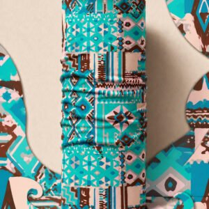 TURQUOISE PIXEL PIRATE AND PARROT BANDANA